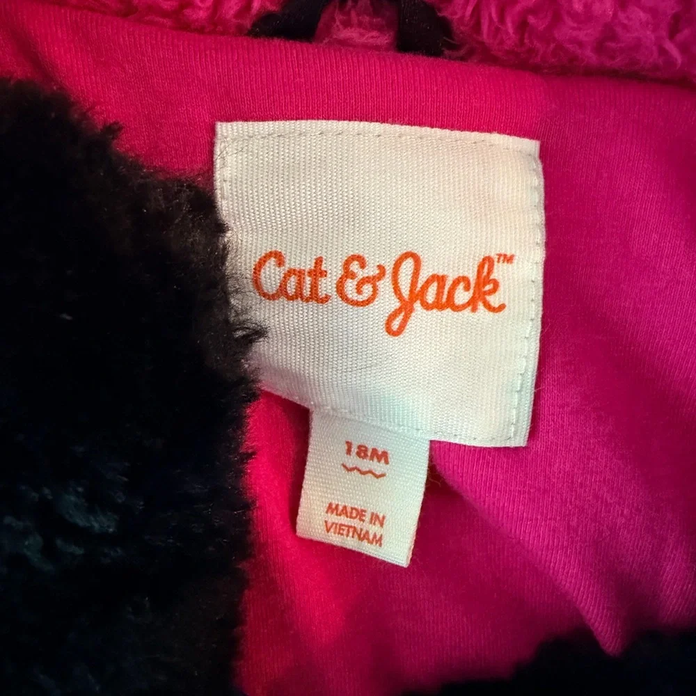 Cat & Jack Black FuzzyJacket with Pink Lining